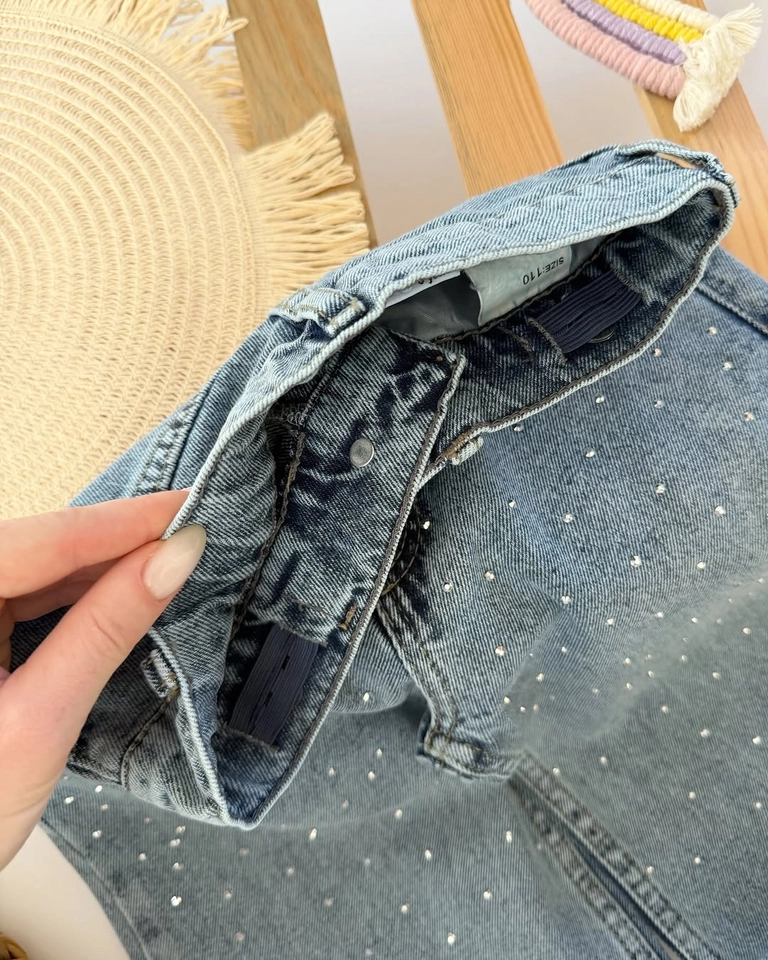 Calça jeans wide leg brilho  - 4