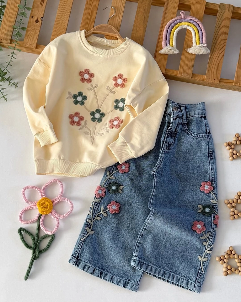 Conjunto inverno flor bordada  - 1