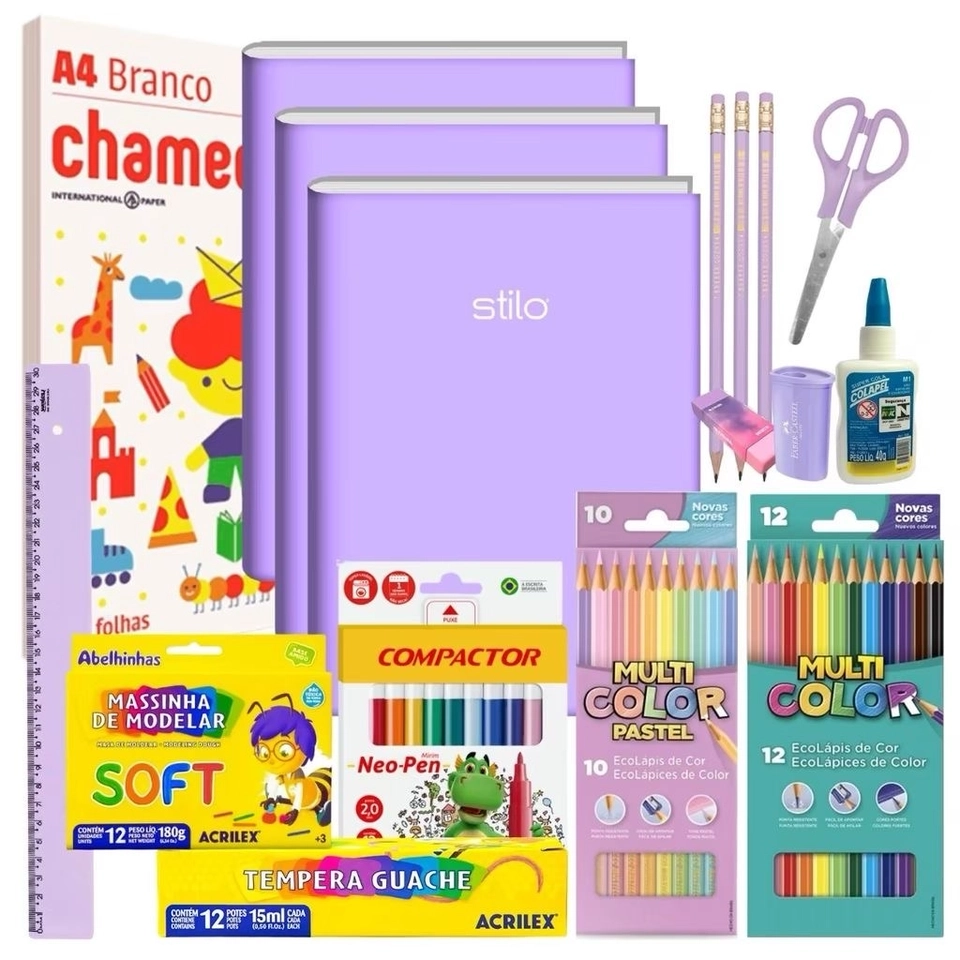 Kit escolar 70 itens - 2
