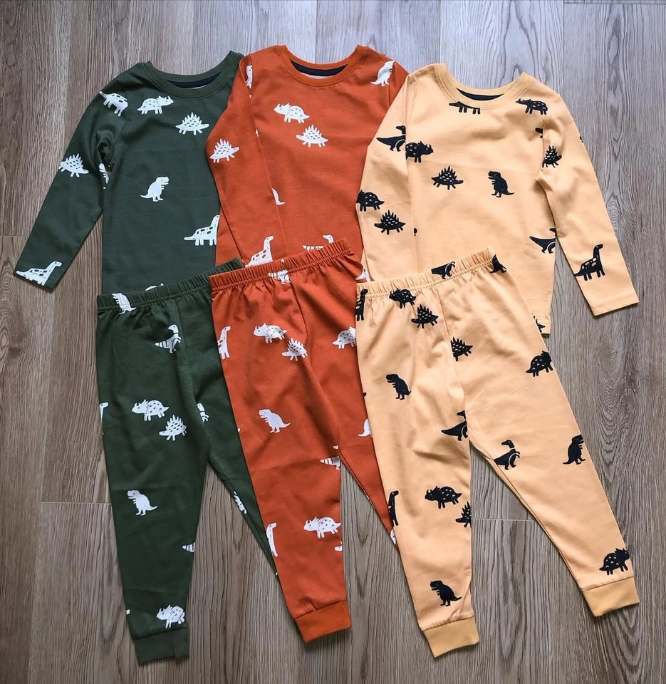 Kit 3 Pijamas Manga Longa Dino - 1