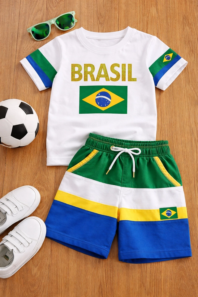 Conjunto de verão menino futebol 