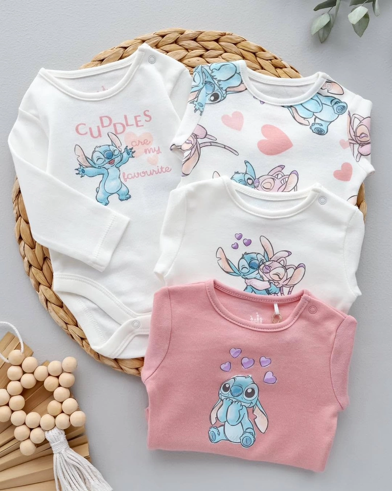 Kit 4 body manga longa Stitch 