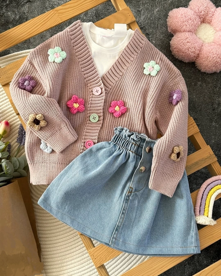 Conjunto Tricot Flor - 1