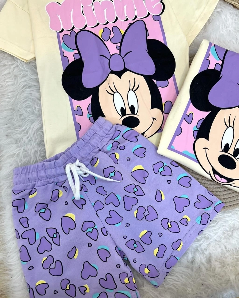 Conjunto Verão Minnie Coração Lilás  - 3