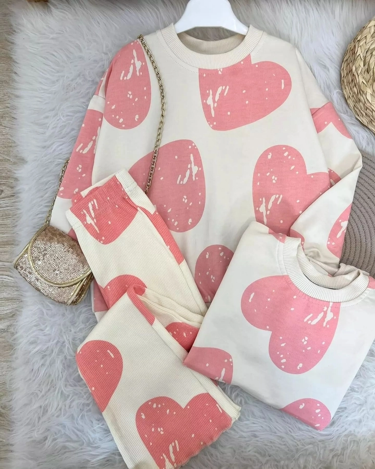 Conjunto Moletom Coração Rosinha  - 1