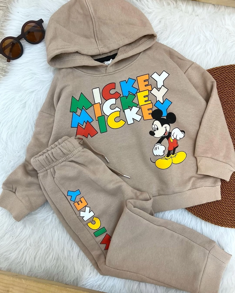 Conjunto Moletom Mickey Bege - 1