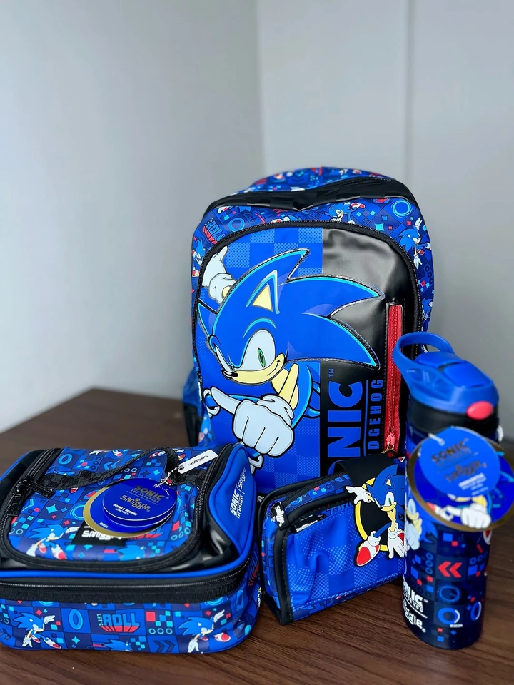 Kit mochila escolar 4 peças Sonic  - 1