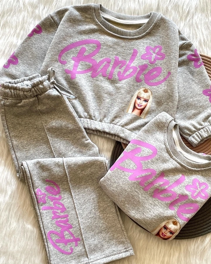 Conjunto Moletom Barbie Cinza  - 1