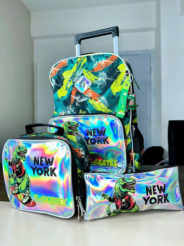 Kit mochila escolar 3 peças new york - 1