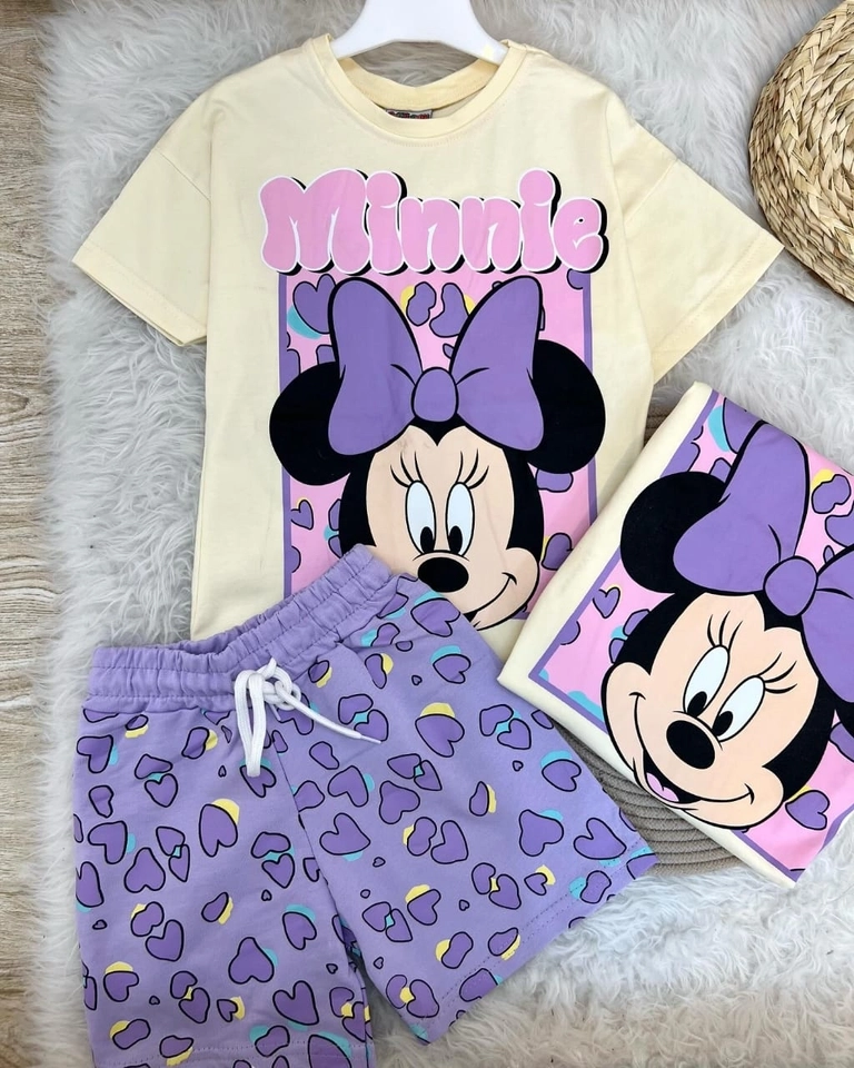 Conjunto Verão Minnie Coração Lilás  - 1