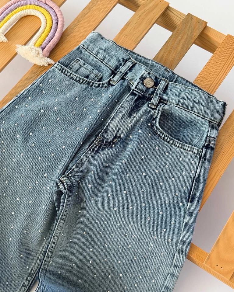 Calça jeans wide leg brilho  - 3