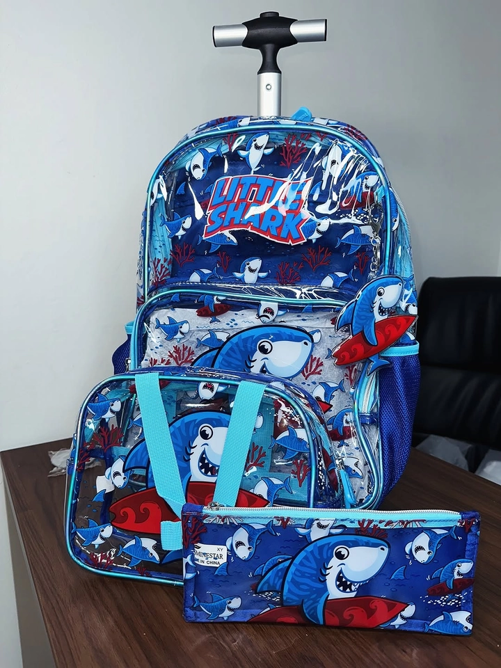 Kit mochila escolar 3 peças tubarão  - 1