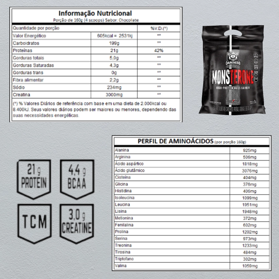 Hipercalórico Monsterone 3kg Darkness - 2