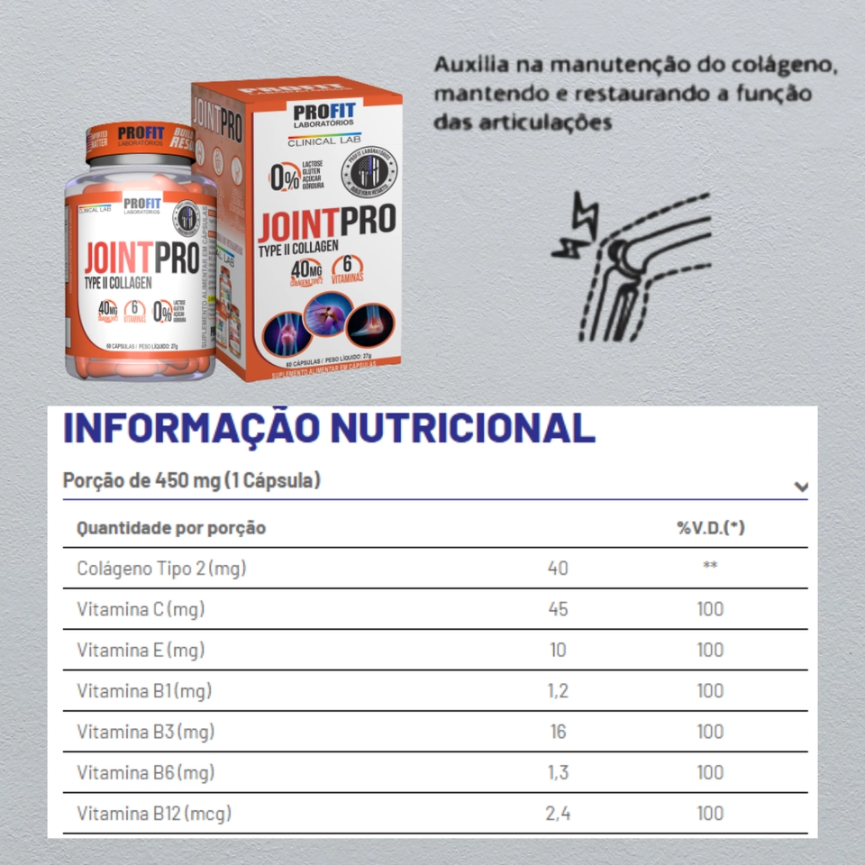 Colágeno Tipo II 60 Cápsulas Profit Labs - 2