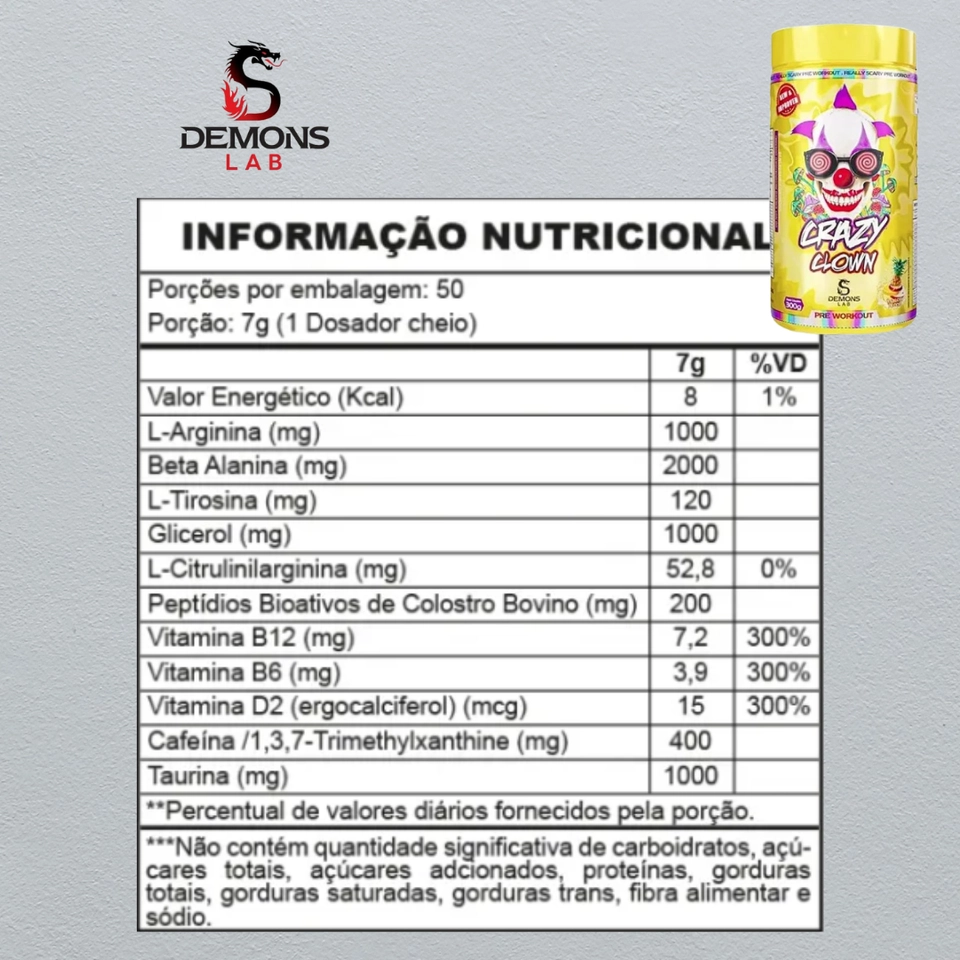 Pré Treino Crazy Clown 300g Demons Lab - 2