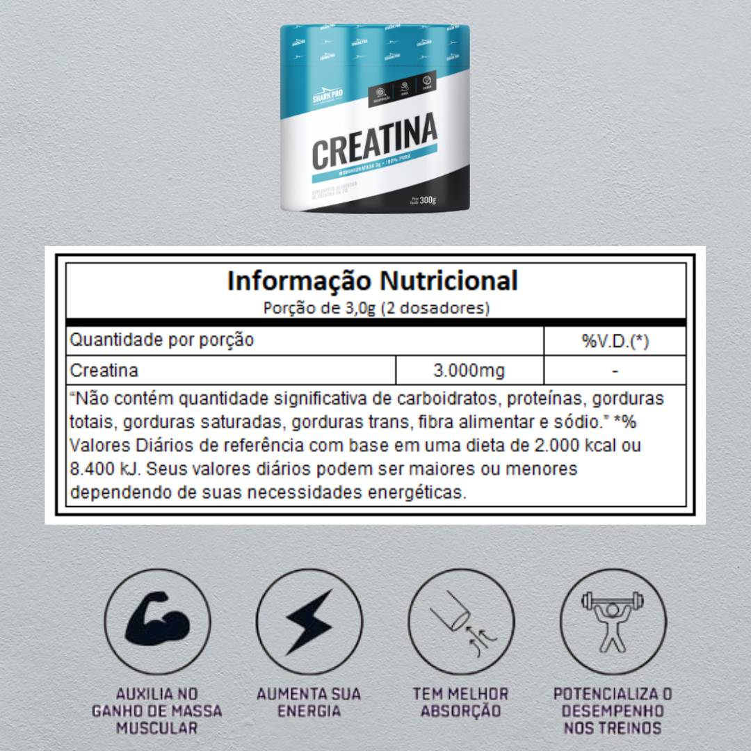 Creatina 100% Pura 300g Shark Pro - 2