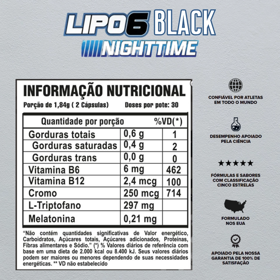 Termogênico Lipo 6 Nighttime 60 Cápsulas Nutrex - 2