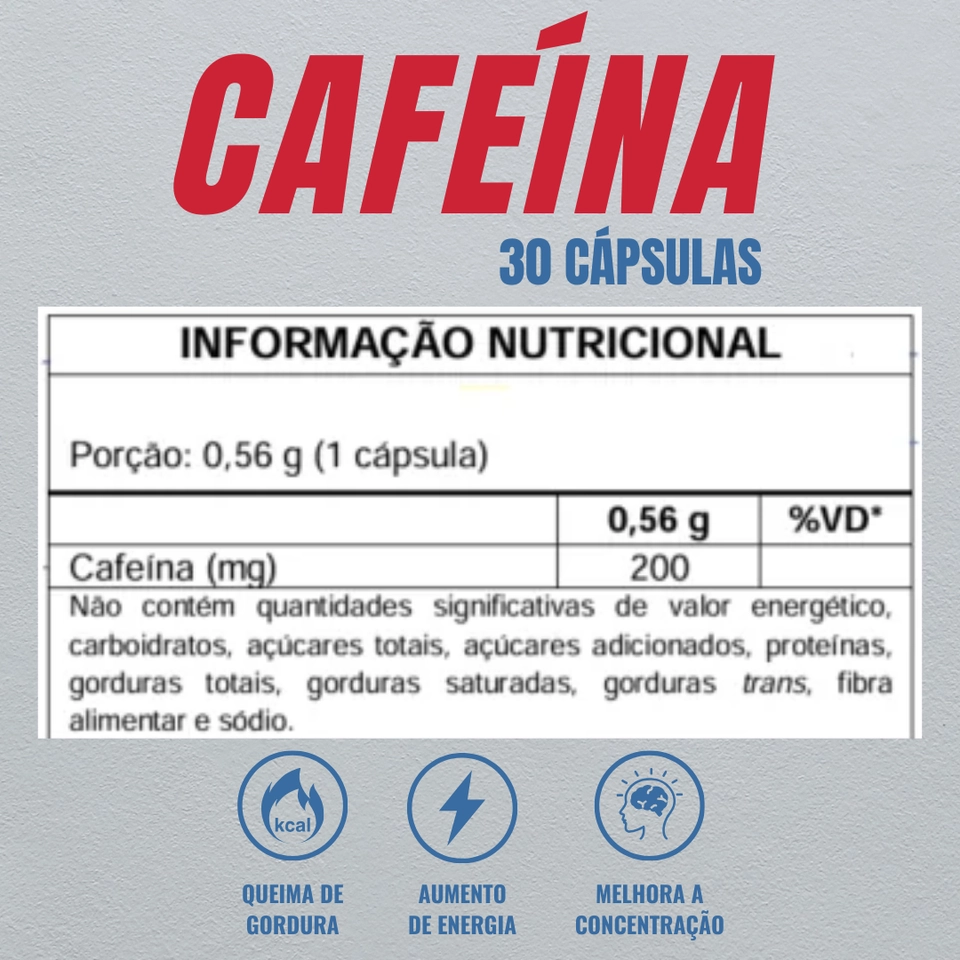 Cafeína Anidra 30 cápsulas – Absolut Nutrition - 2