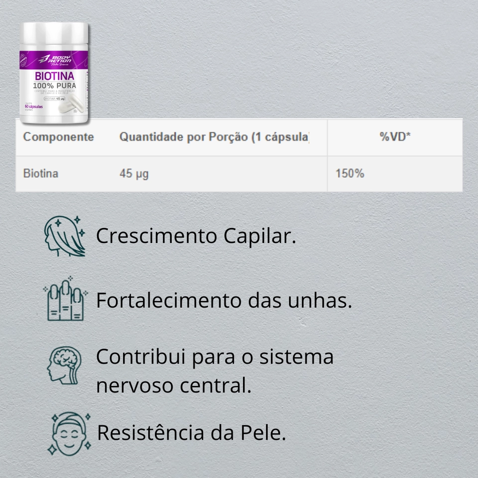 Biotina 60 Cápsulas Body Action - 2