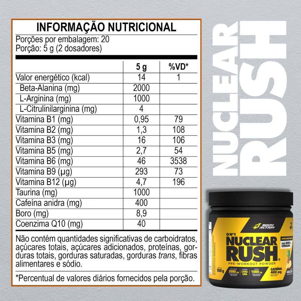 Pré Treino Nuclear Rush 100g Body Action - 2
