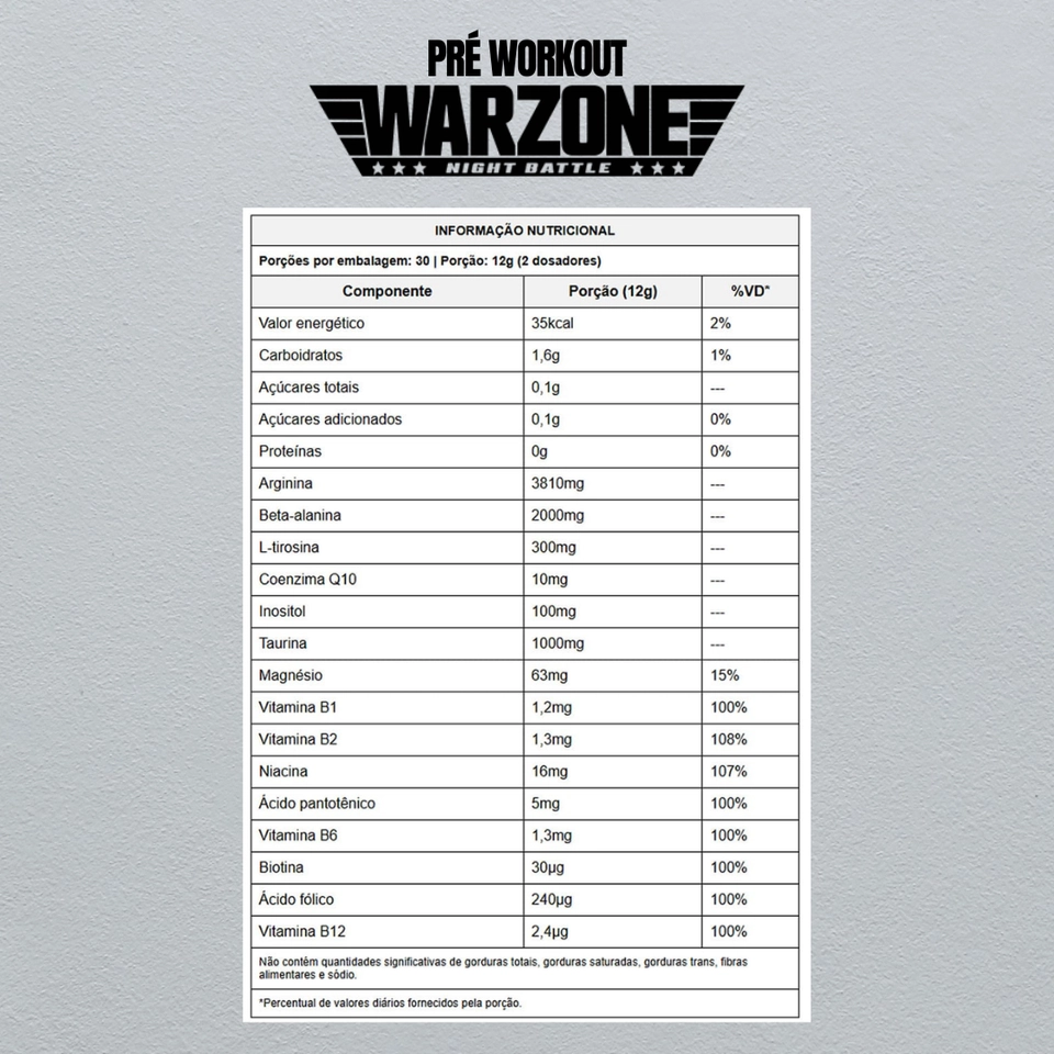 Pré Treino Warzone Night Battle 360g Under Labz - 2