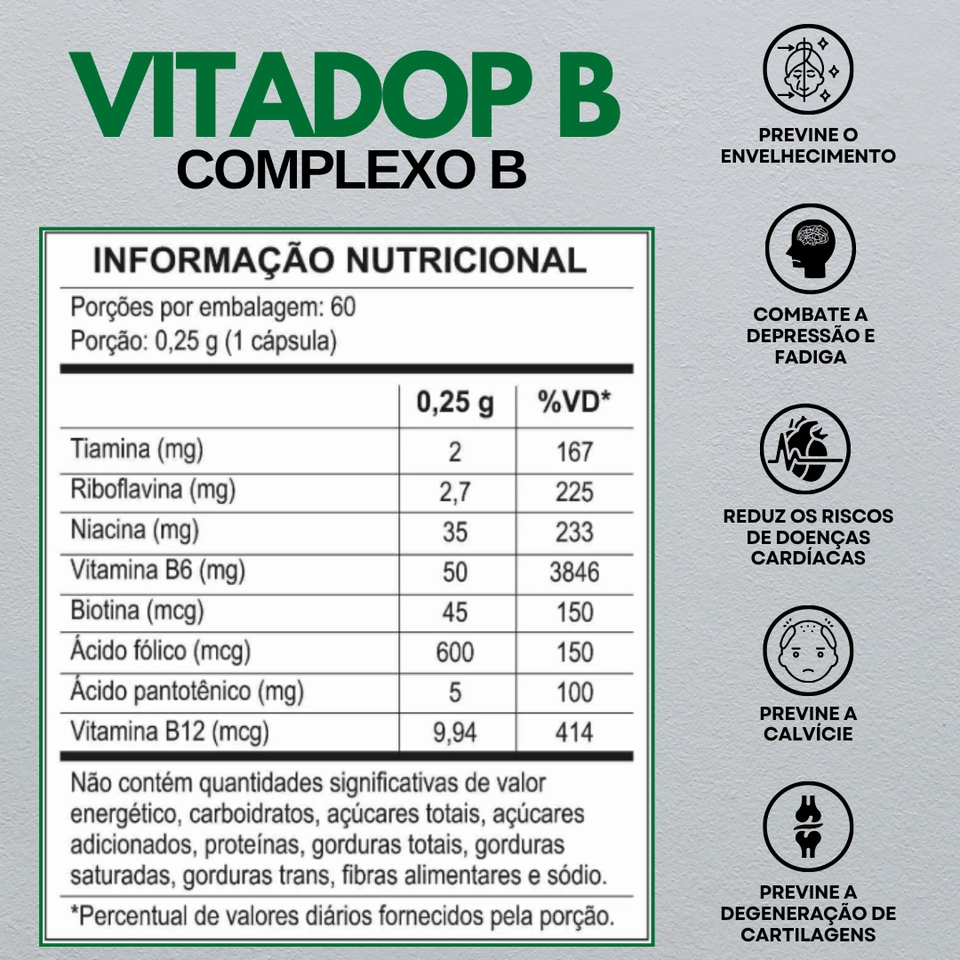 VITADOP B - Vitaminas complexo B - 60 Cápsulas - 2