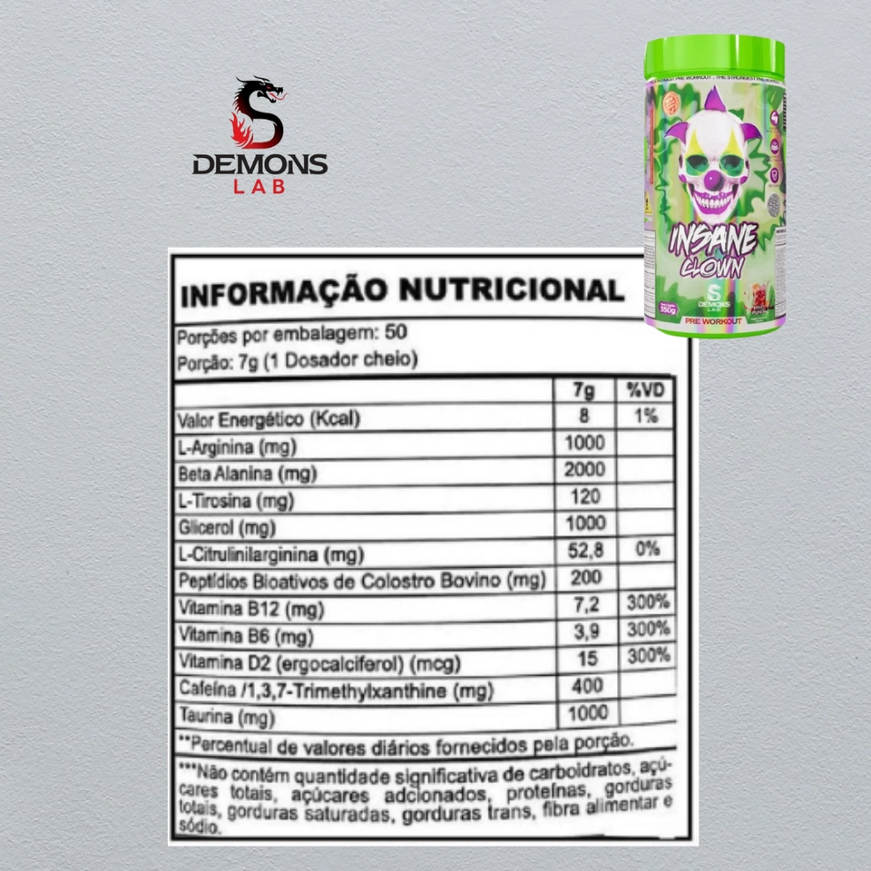 Pré treino Insane Clown 350g Demons Lab - 2