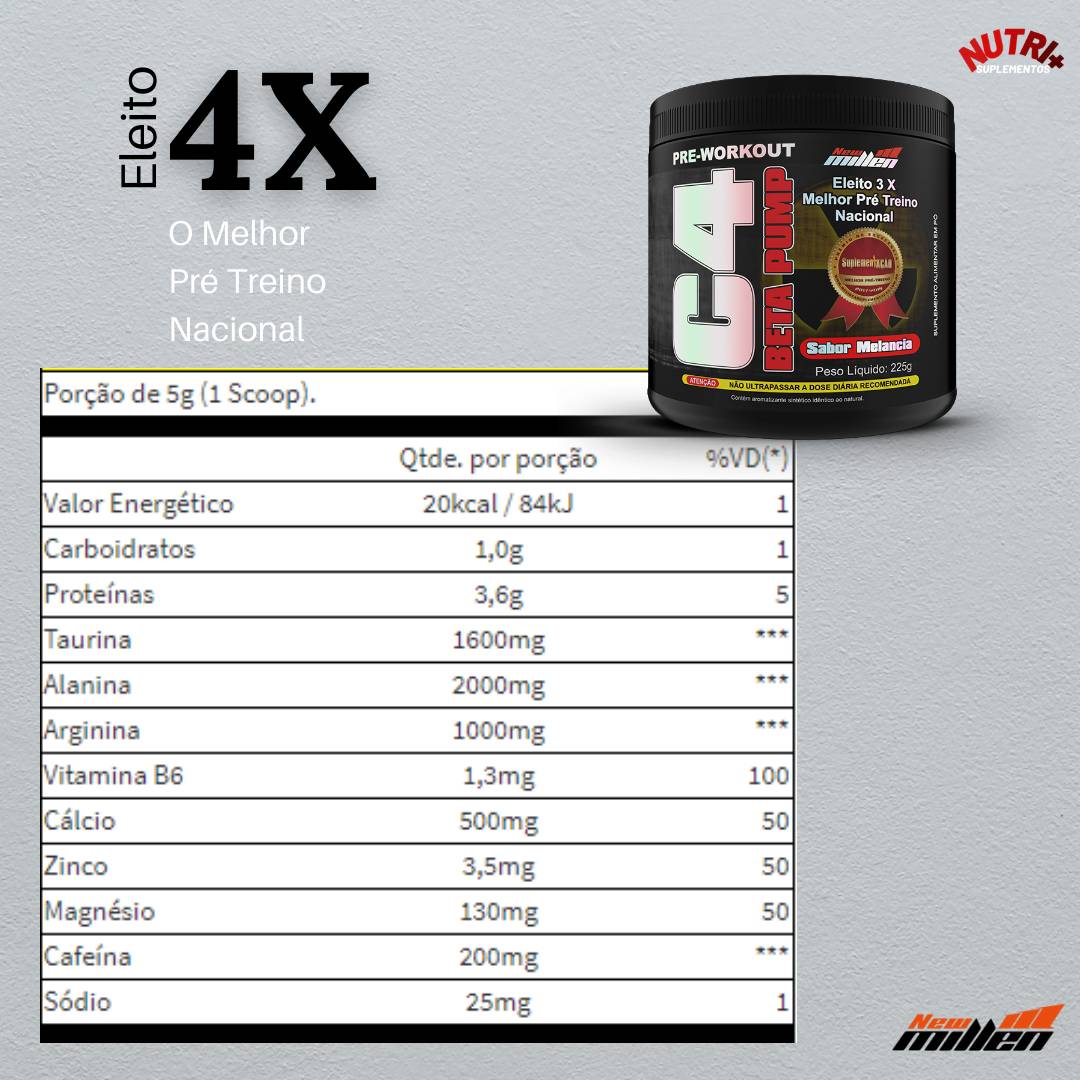 Pré Treino C4 Beta Pump 225g  New Millen - 2
