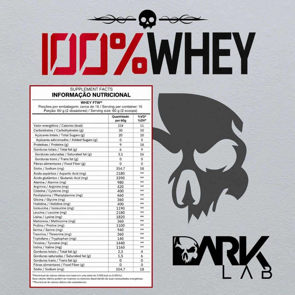 100% Whey Protein Pote 900g - Dark Lab - 2