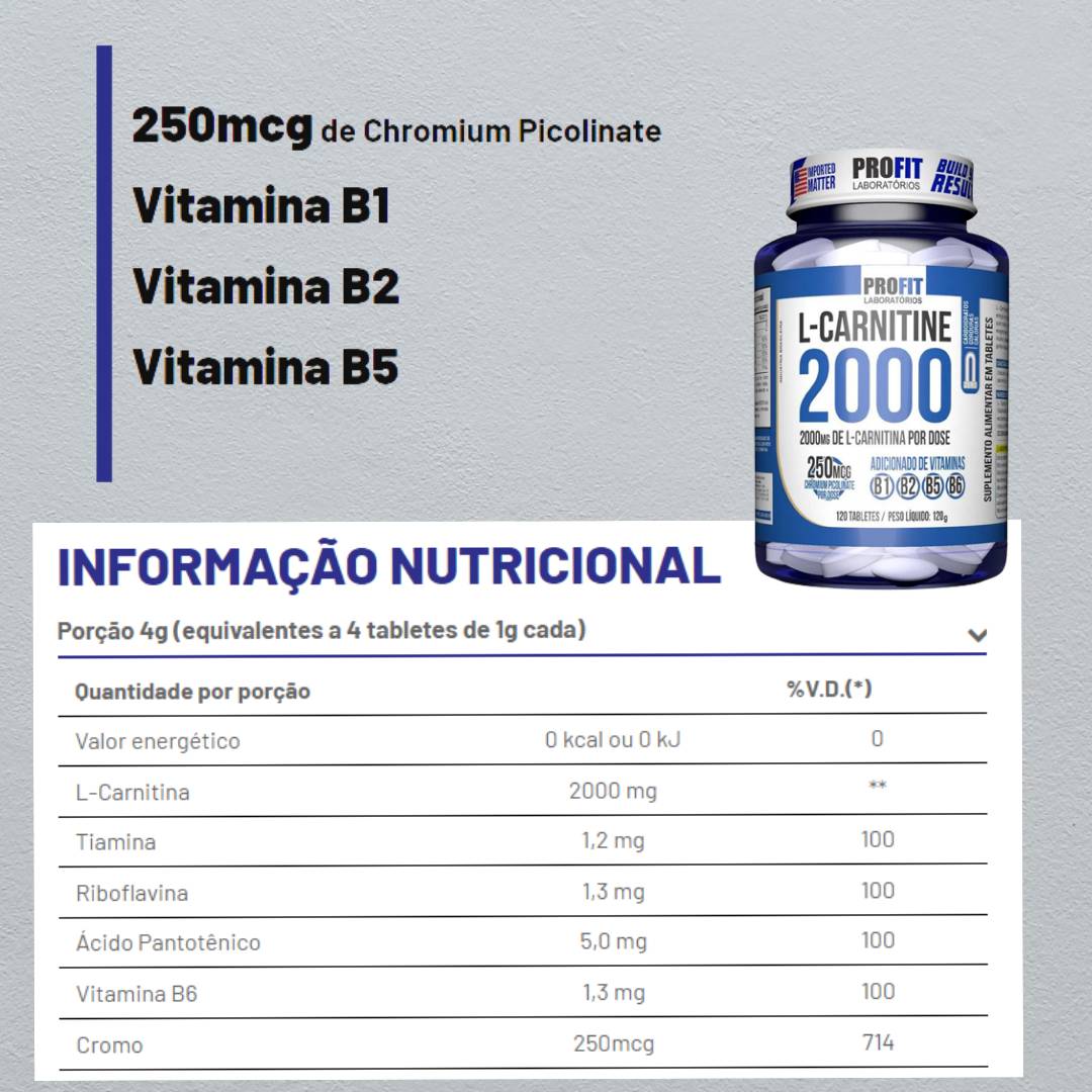  L-CARNITINE 2000 120 Cápsulas - Profit - 2