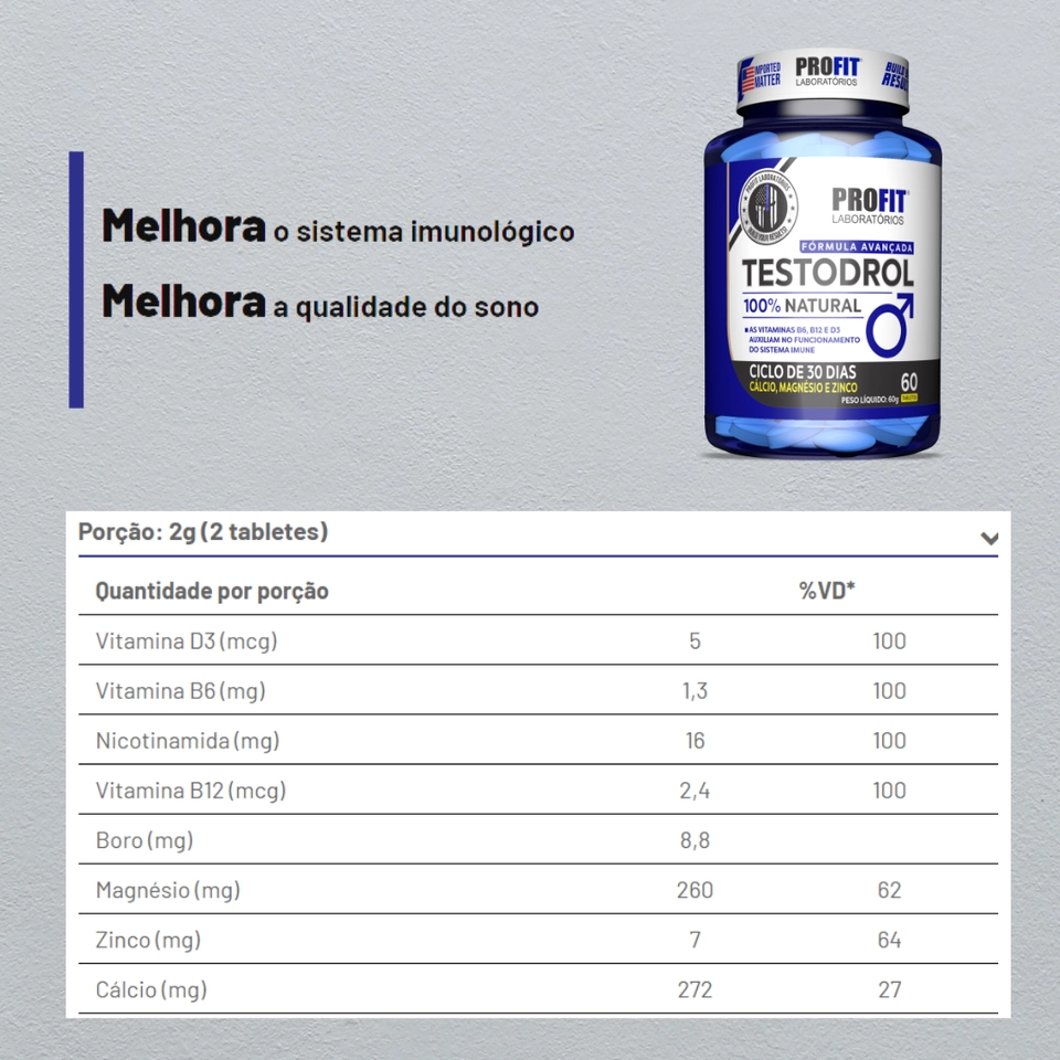 Pré Hormonal Testodrol 60 Tabletes Profit - 2