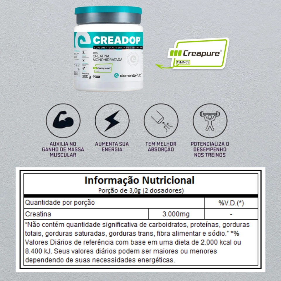 CREADOP (Creapure®) - 300g Elemento Puro - 2