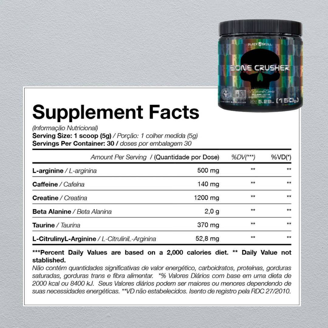Pré Treino Bone Crusher 150g Black Skull - 2