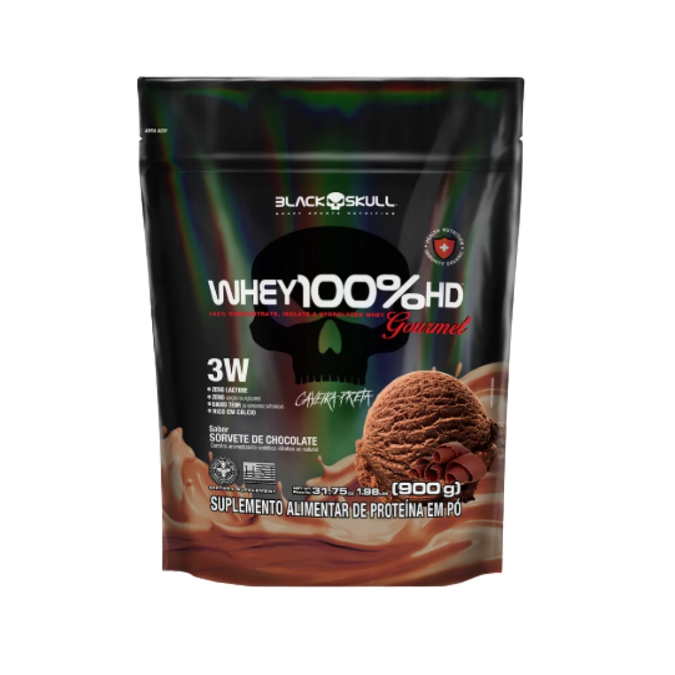 Whey 100% HD Gourmet 900g Refil Black Skull 