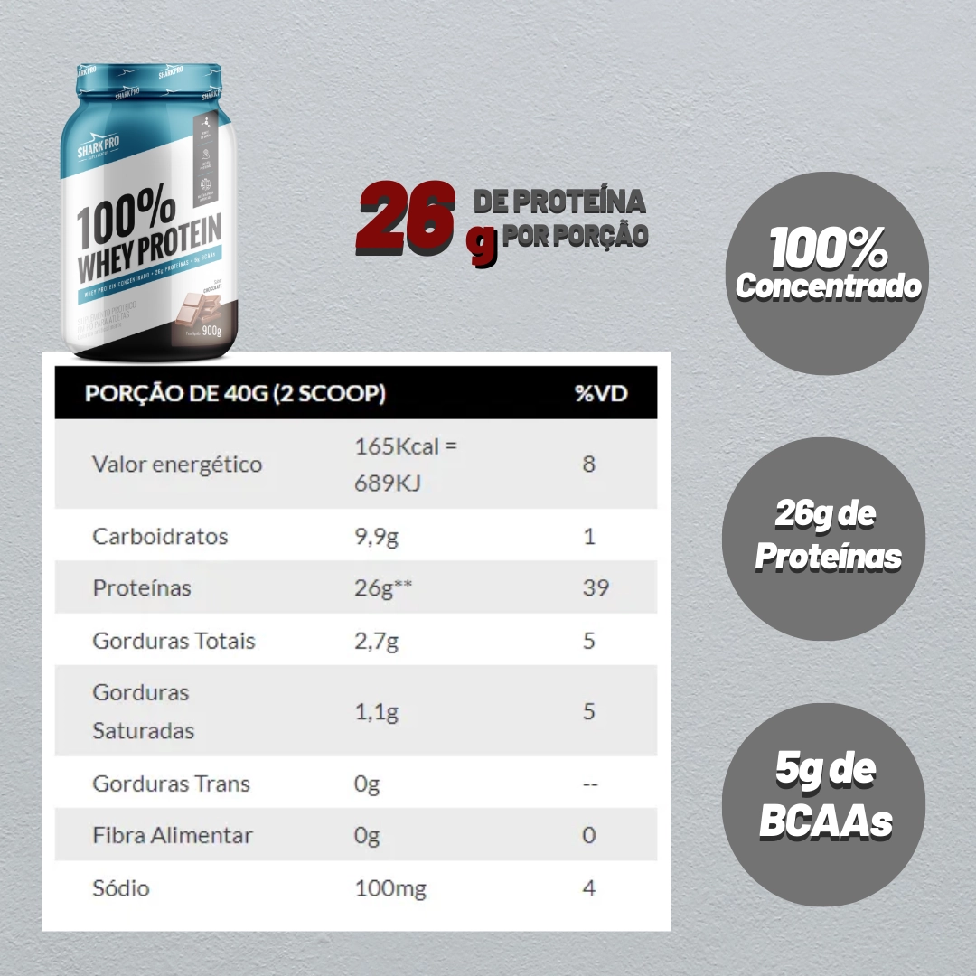 100% Whey Protein 900g Shark Pro - 2