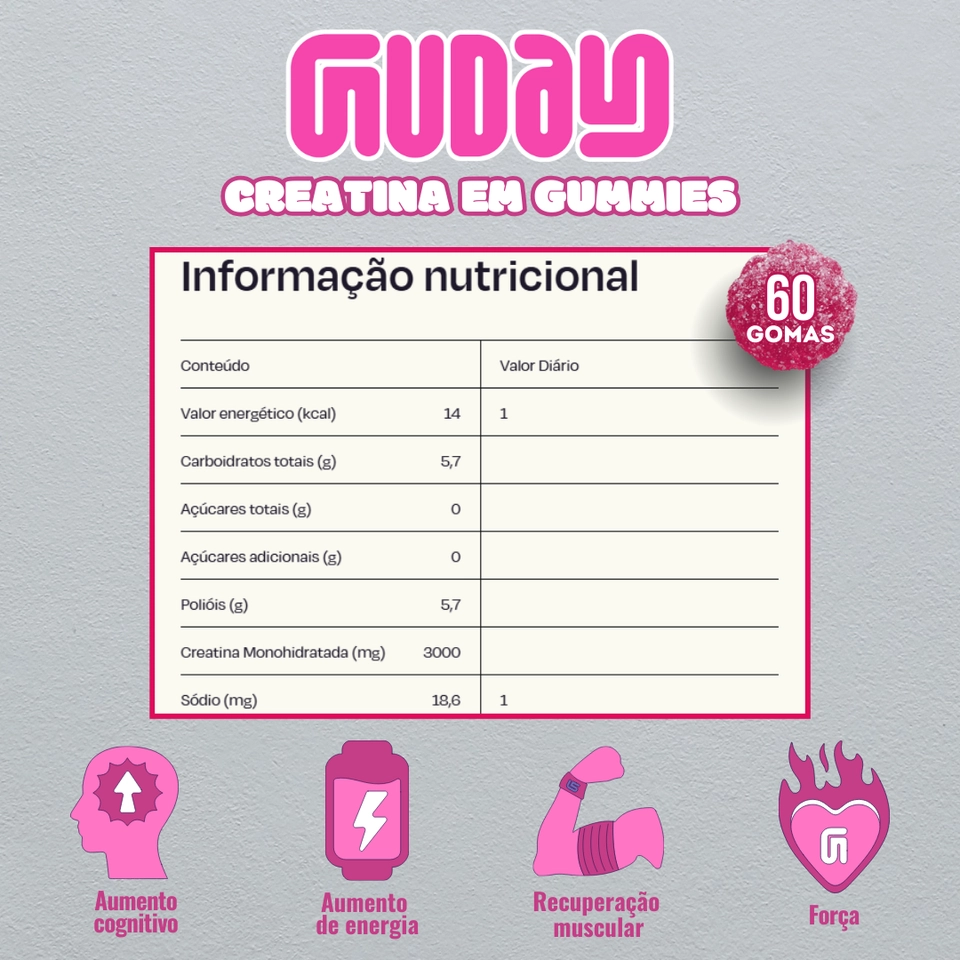 Creatina em Gomas 60 Un - Guday - 2