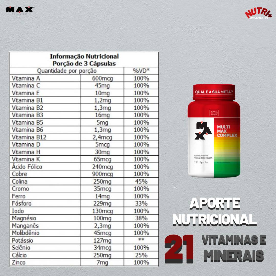 Multivitamínico 90 cápsulas Max Titanium - 2
