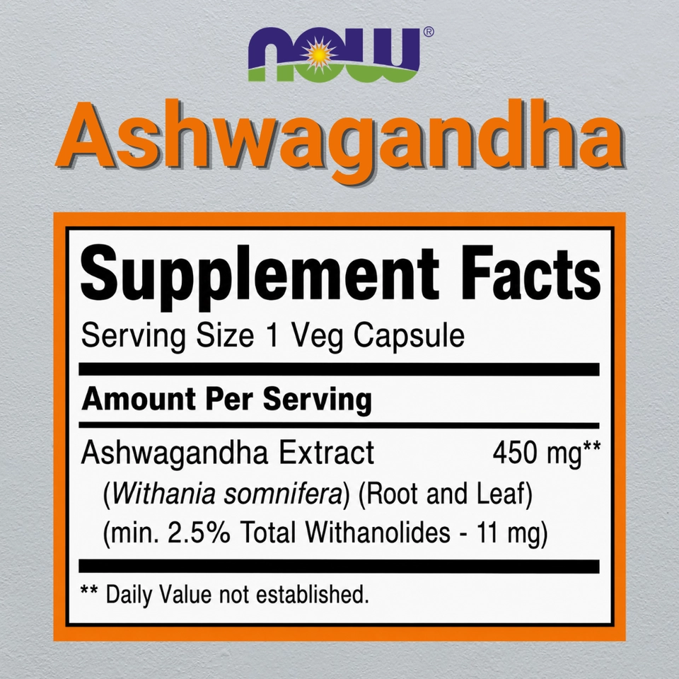Ashwagandha 450mg 90 Cápsulas - Now - 2