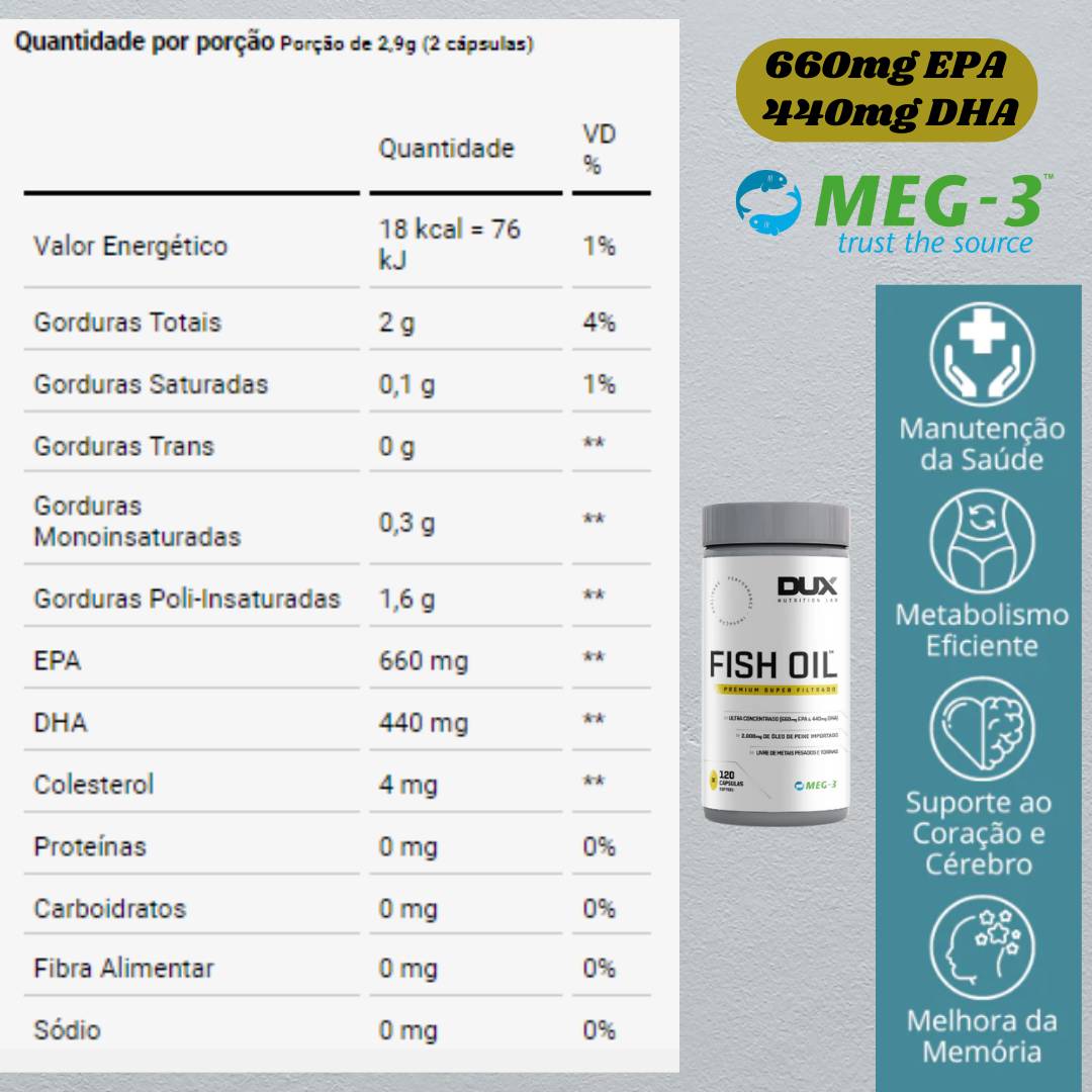 Ômega 3 Fish Oil 120 cápsulas DUX - 2