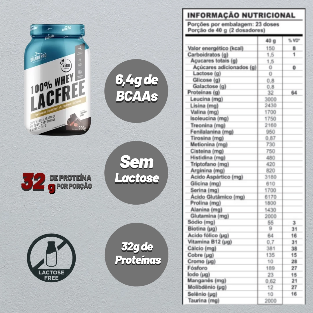 100% Whey Lacfree 900g Shark Pro - 2