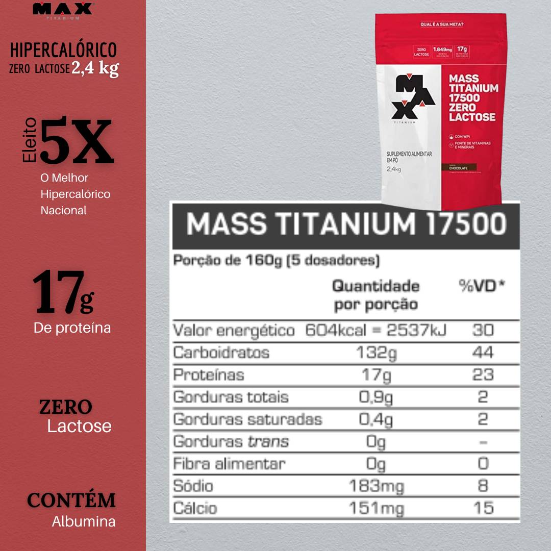 Hipercalórico Zero Lactose 2,4kg Max Titanium - 2