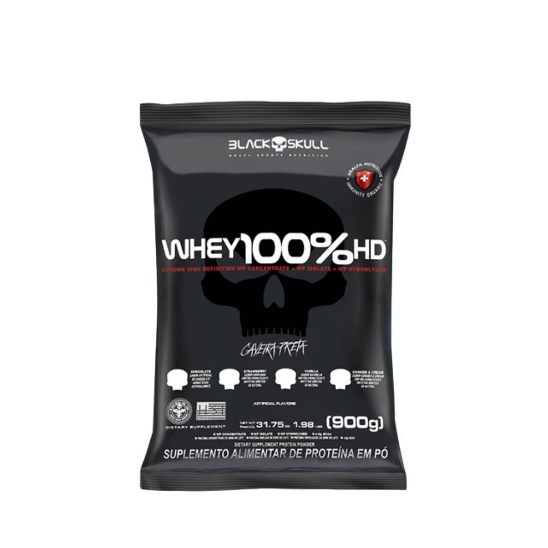 Whey 100% HD 900g Refil Black Skull  - 1