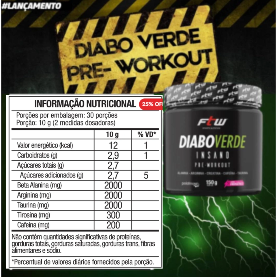 Pré Treino Diabo Verde 300g FTW - 2