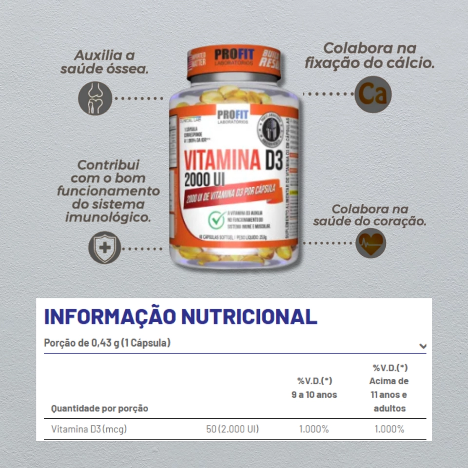 Vitamina D3 60 Cápsulas Profit Labs - 2