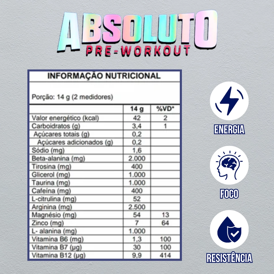 Pré-treino Absoluto 420g | Pré-Workout Minotouro - Absolut Nutrition - 2