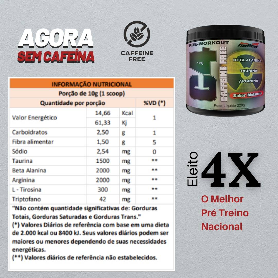 Pré Treino C4 Caffeine Free 220g  New Millen - 2