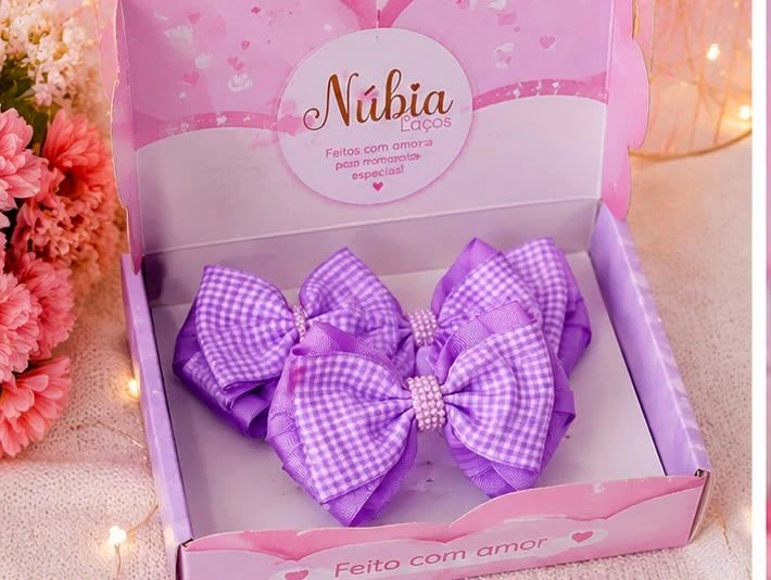 Laço milena em xadrex lilas - 2