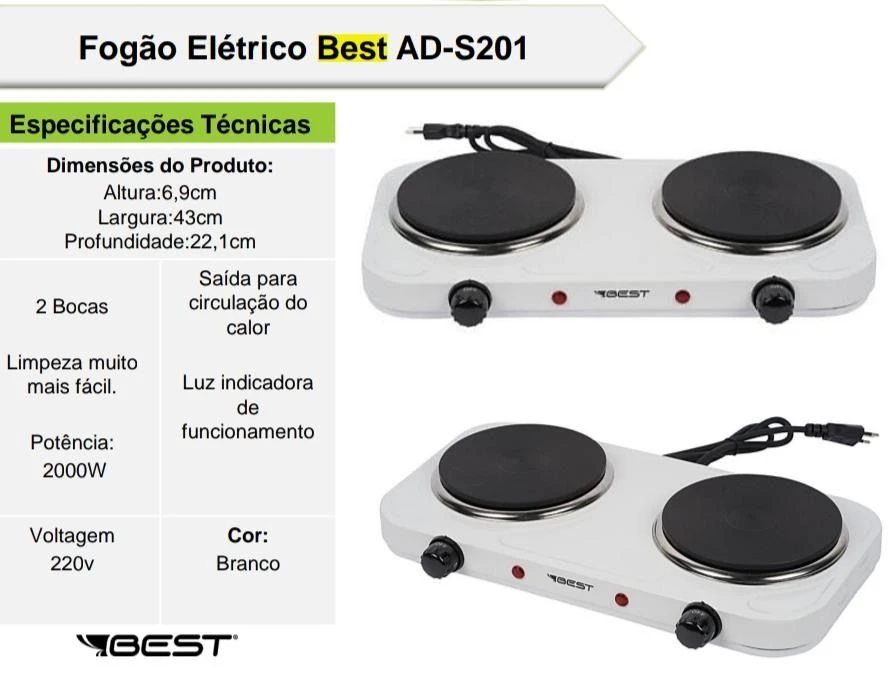 *FOGÃO ELÉTRICO BEST 2 BOCAS* - 2