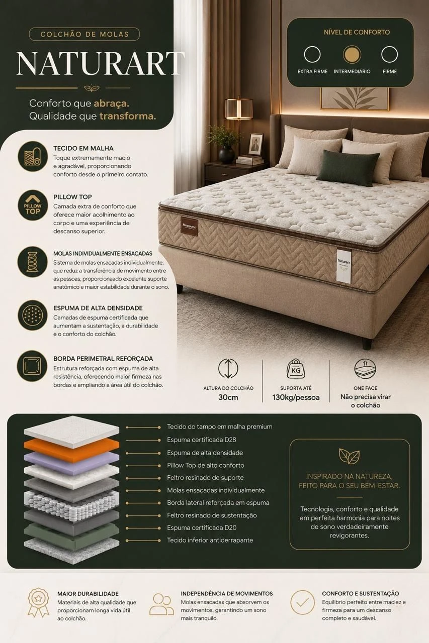 SUPER PROMOÇÃO – COLCHÃO MINASPUMA NATURART BEGE - 4