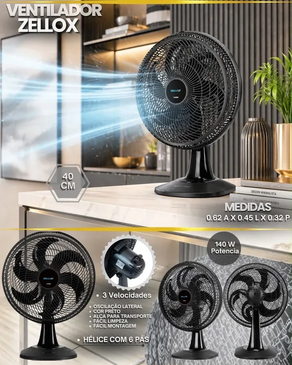 Ventilador de Mesa Zellox